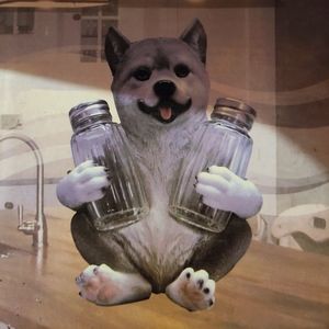 Salt and pepper shakers with holder